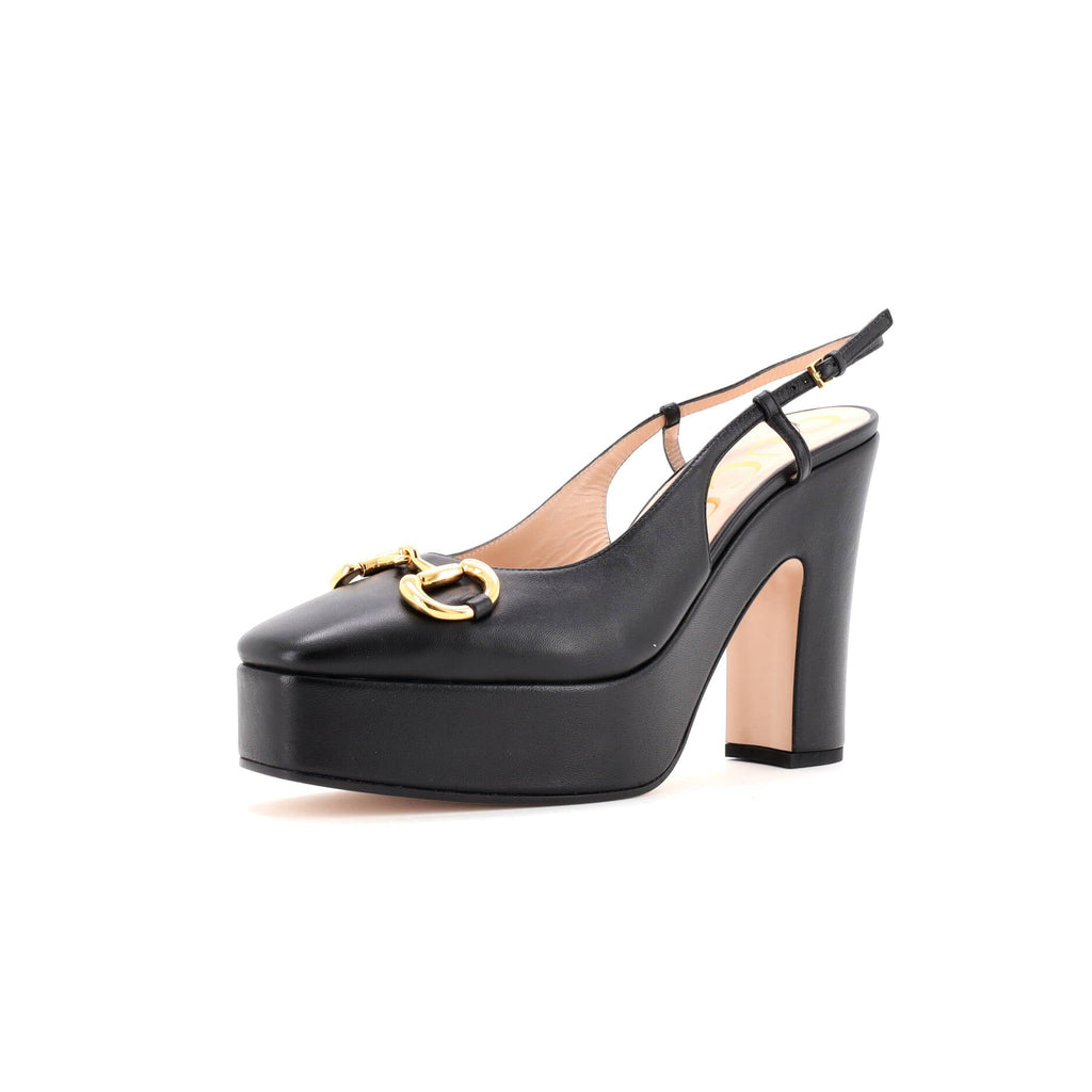 Women's Horsebit Platform Slingback Pumps Leather
