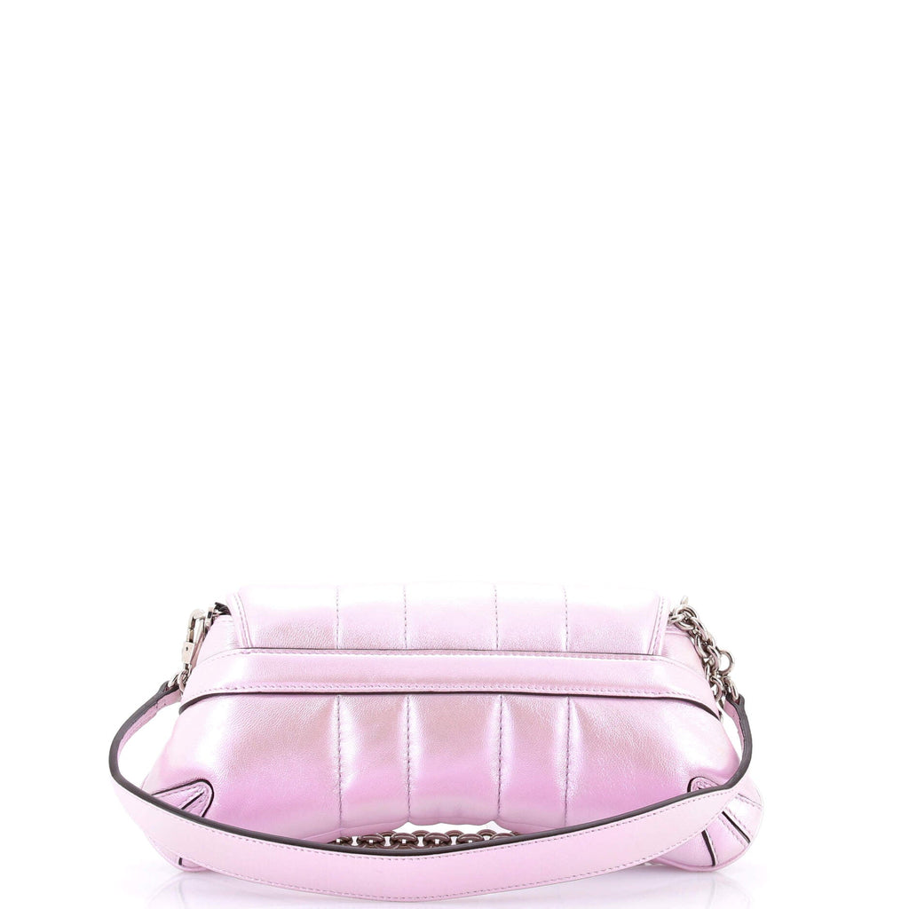 Horsebit Chain Shoulder Bag Vertical Quilted Leather Small