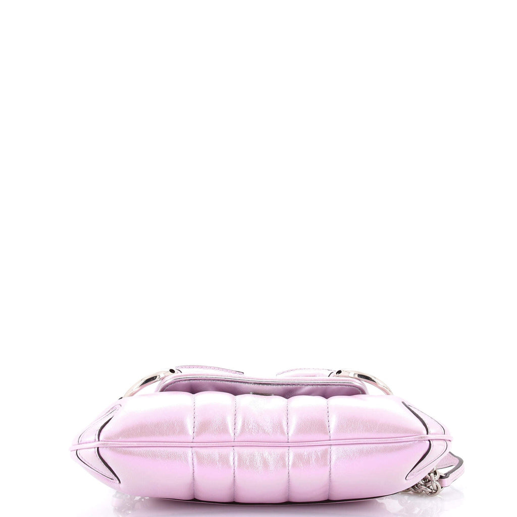 Horsebit Chain Shoulder Bag Vertical Quilted Leather Small