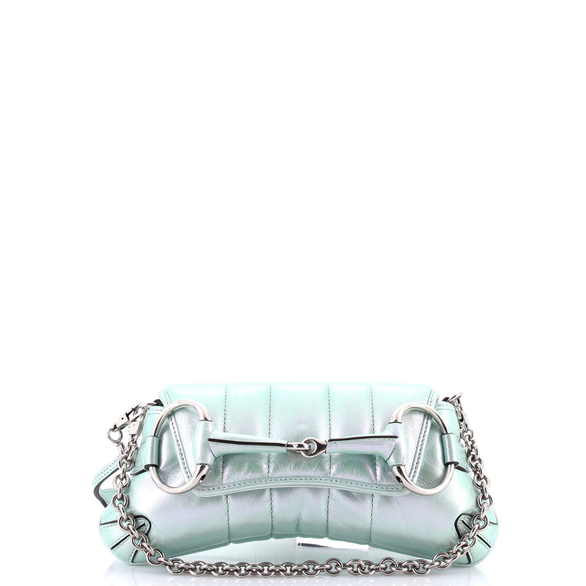 Horsebit Chain Shoulder Bag Vertical Quilted Leather Small