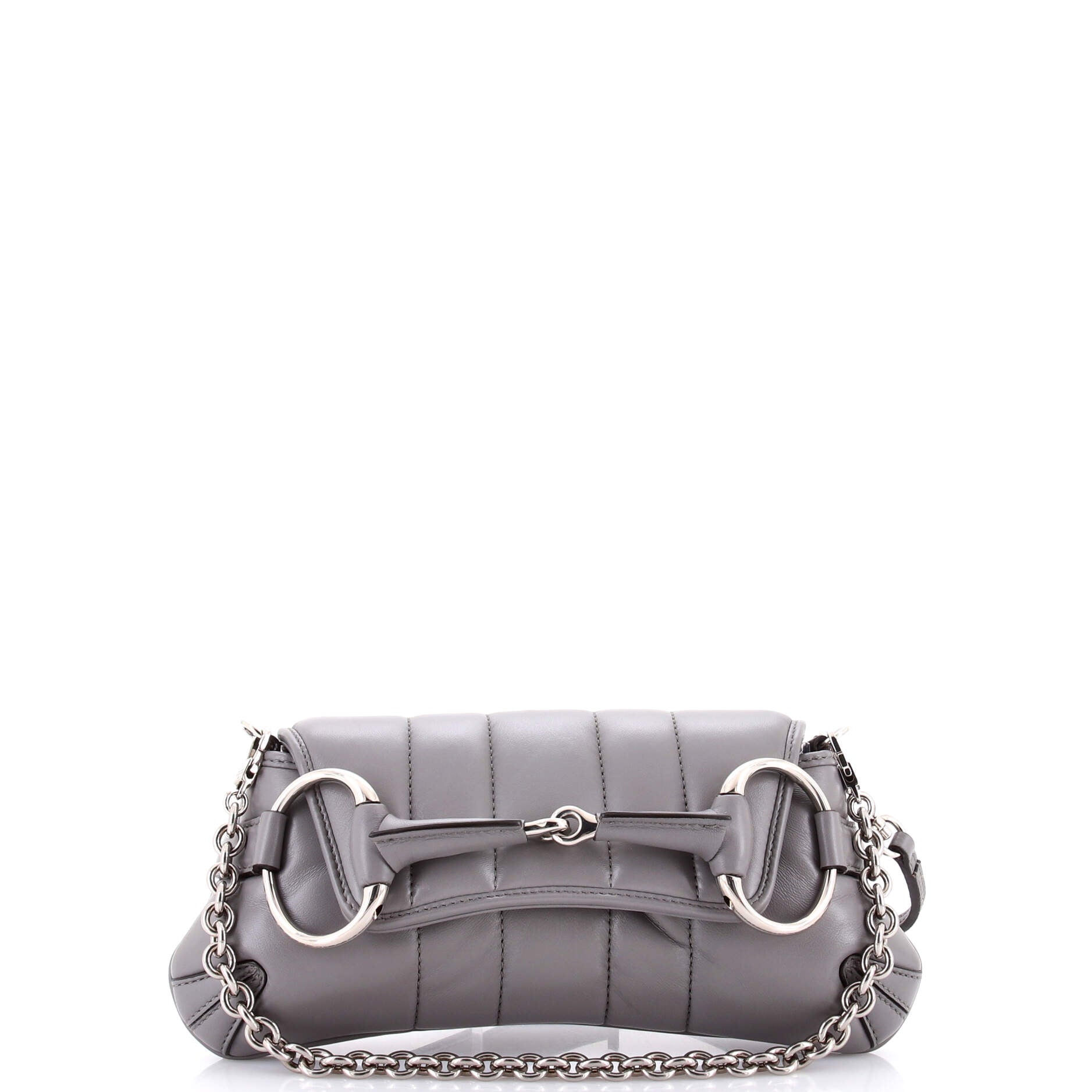Horsebit Chain Shoulder Bag Vertical Quilted Leather Small