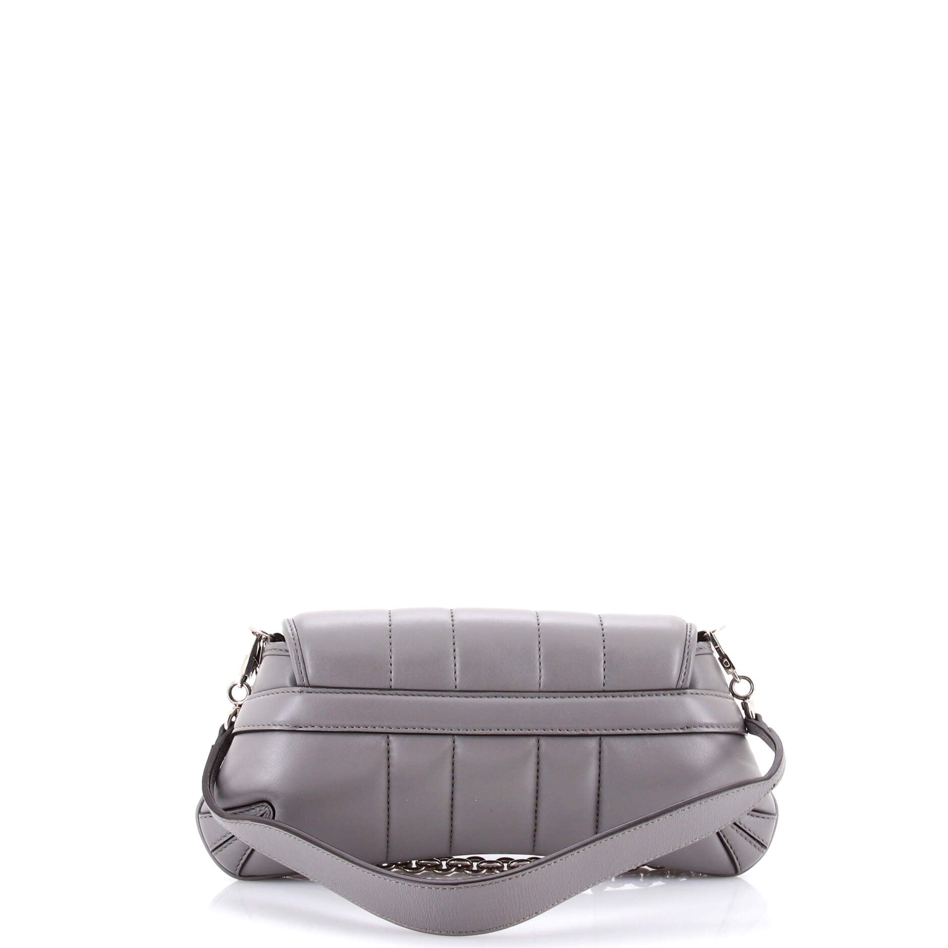 Horsebit Chain Shoulder Bag Vertical Quilted Leather Small
