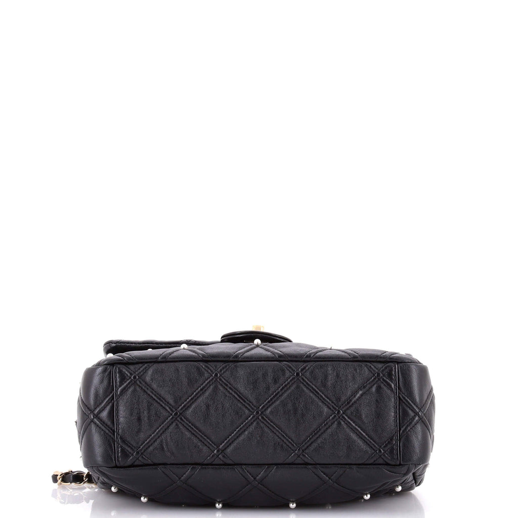 CC Flap Bag Pearl Studded Quilted Lambskin Medium