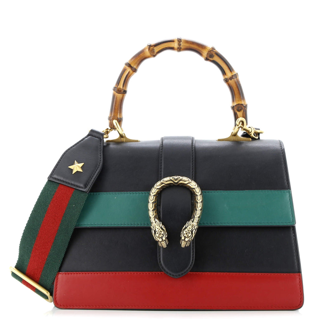 Dionysus Bamboo Top Handle Bag Colorblock Leather Medium