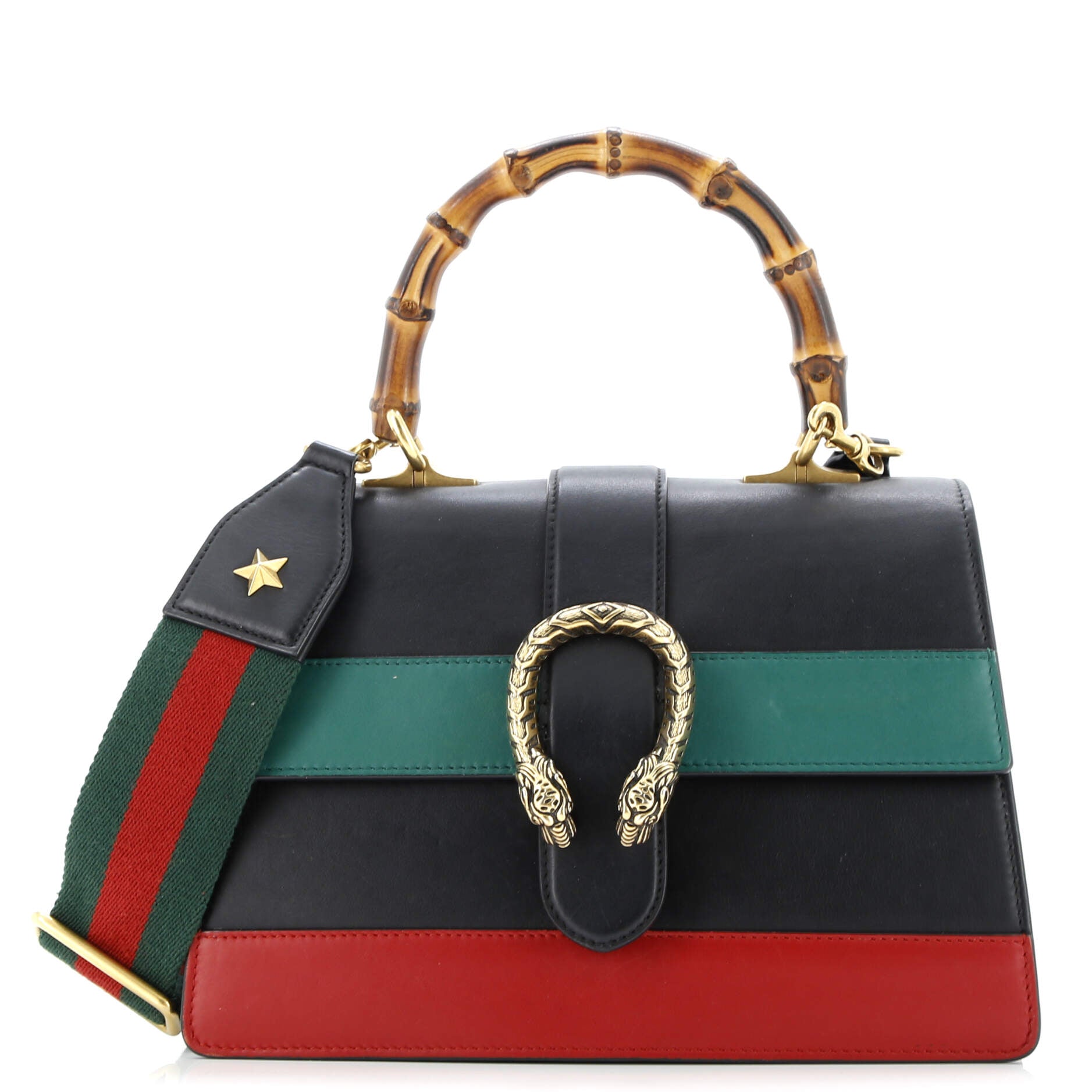 Dionysus Bamboo Top Handle Bag Colorblock Leather Medium