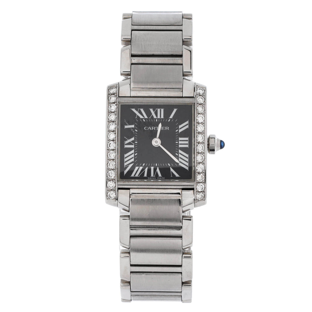 Tank Francaise Quartz Watch Stainless Steel with Diamond Bezel 20