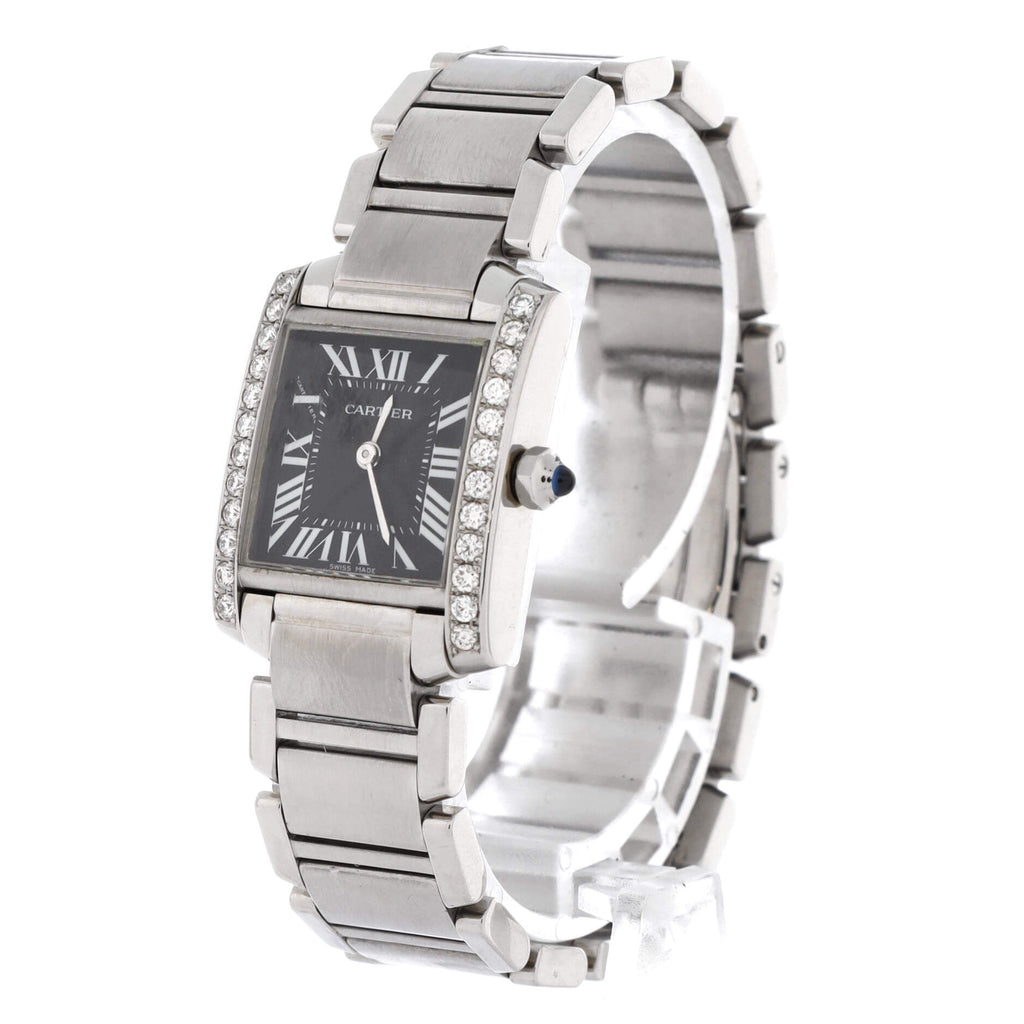 Tank Francaise Quartz Watch Stainless Steel with Diamond Bezel 20