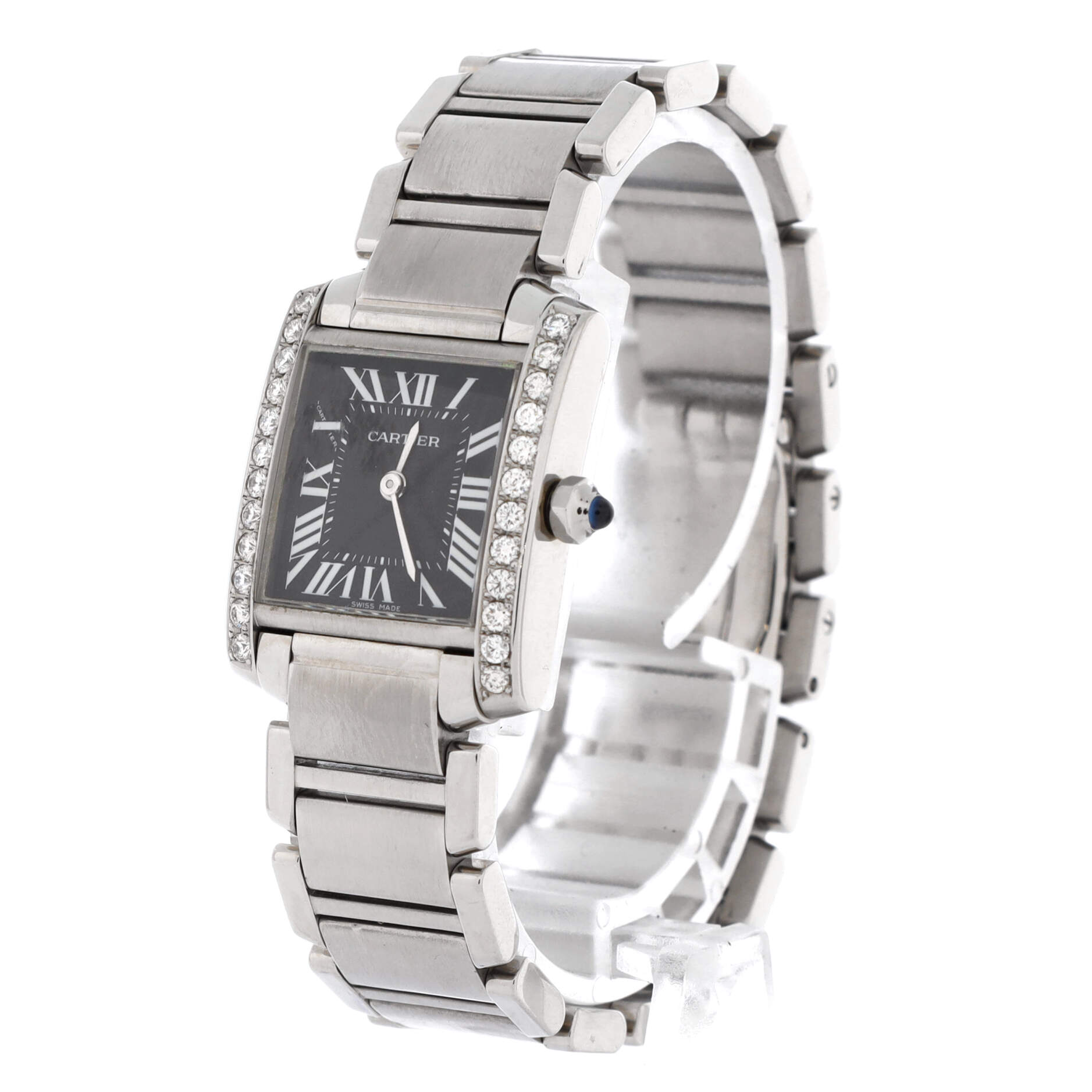 Tank Francaise Quartz Watch Stainless Steel with Diamond Bezel 20