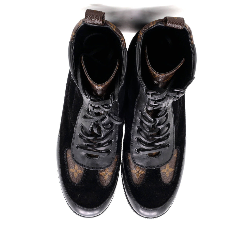 Women's Laureate Platform Desert Boots Suede with Monogram Canvas
