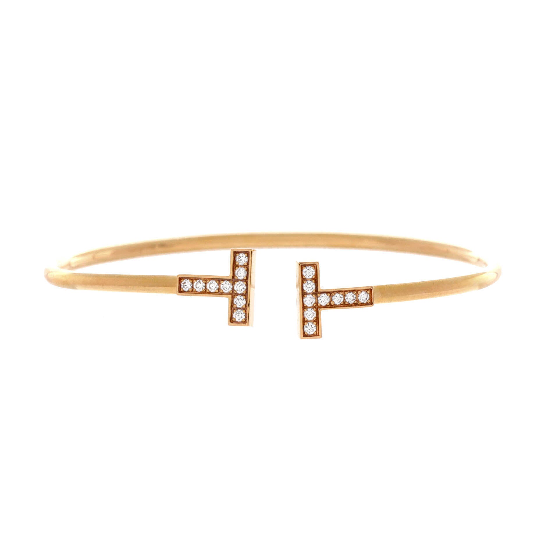 T Wire Bracelet 18K Yellow Gold and Diamonds