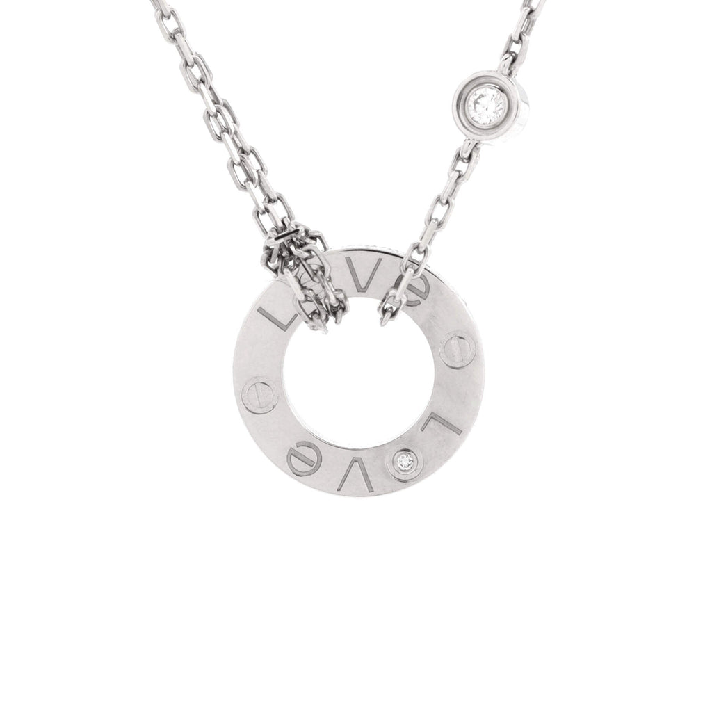 2 Diamonds Love Pendant Necklace 18K White Gold with Diamonds