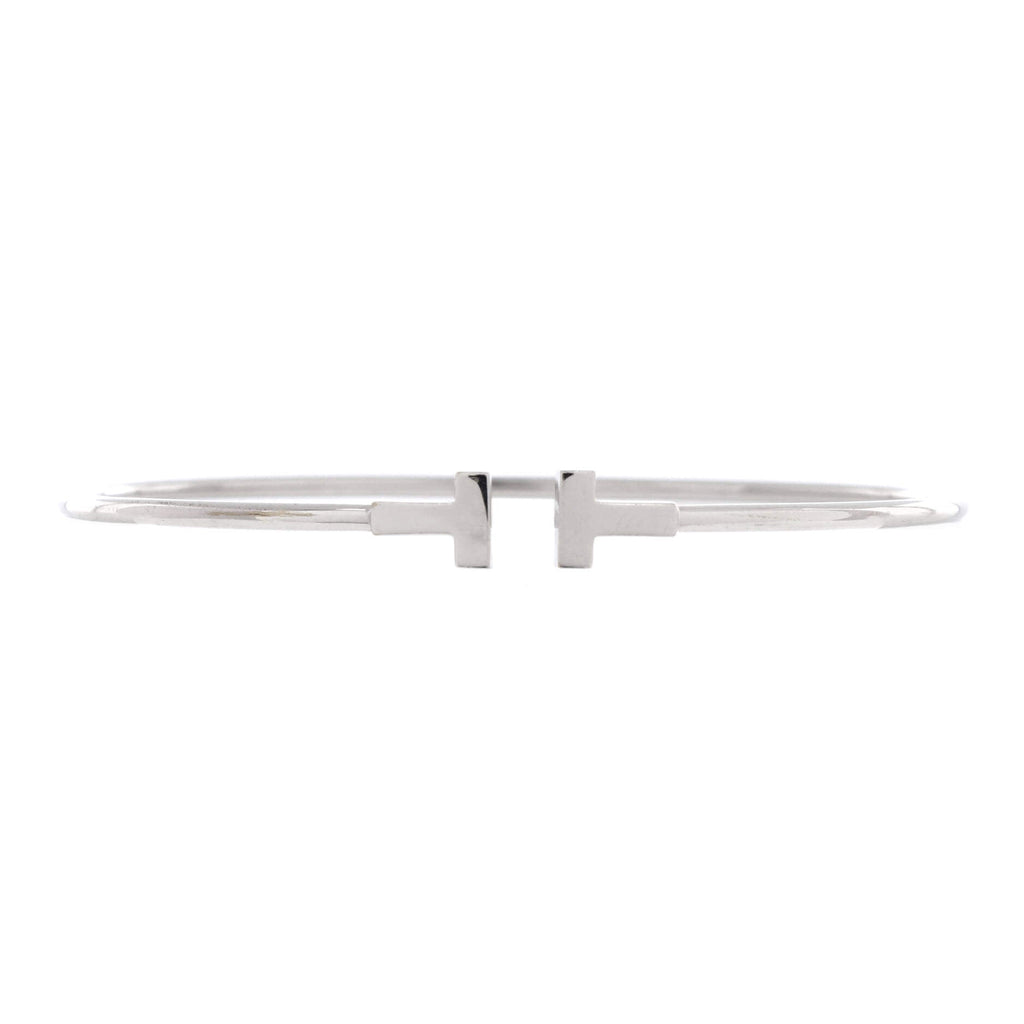T Wire Bracelet 18K White Gold Narrow
