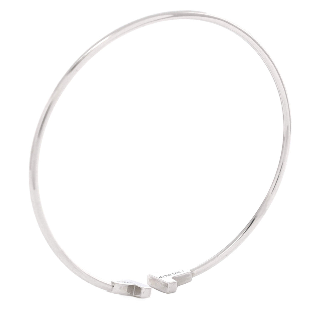 T Wire Bracelet 18K White Gold Narrow