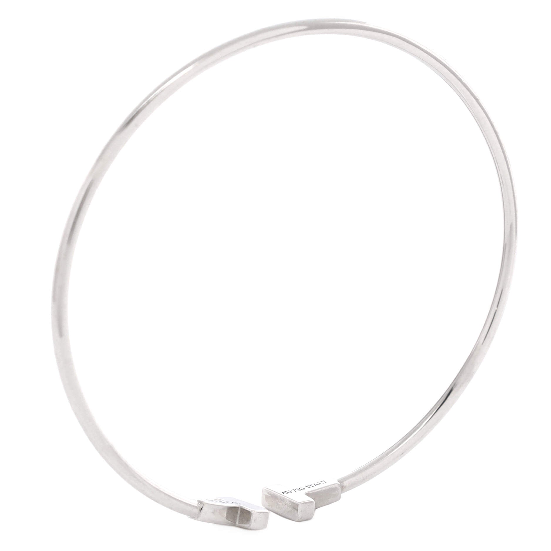 T Wire Bracelet 18K White Gold Narrow