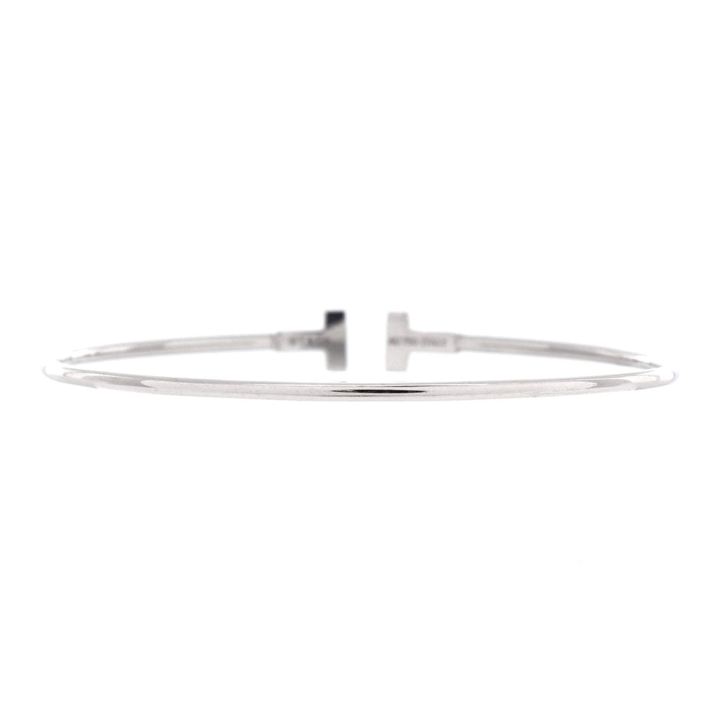 T Wire Bracelet 18K White Gold Narrow