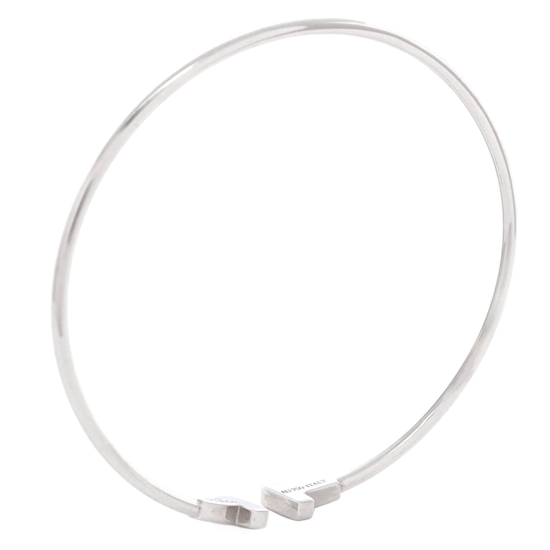 T Wire Bracelet 18K White Gold Narrow