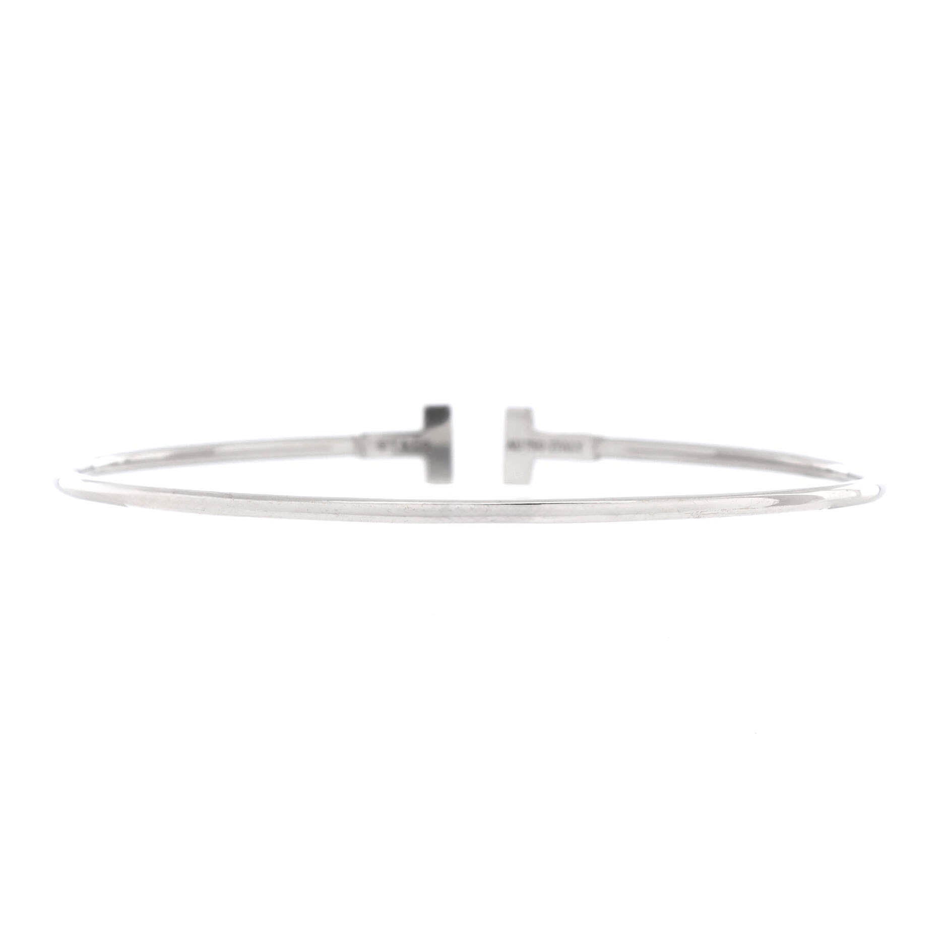 T Wire Bracelet 18K White Gold Narrow