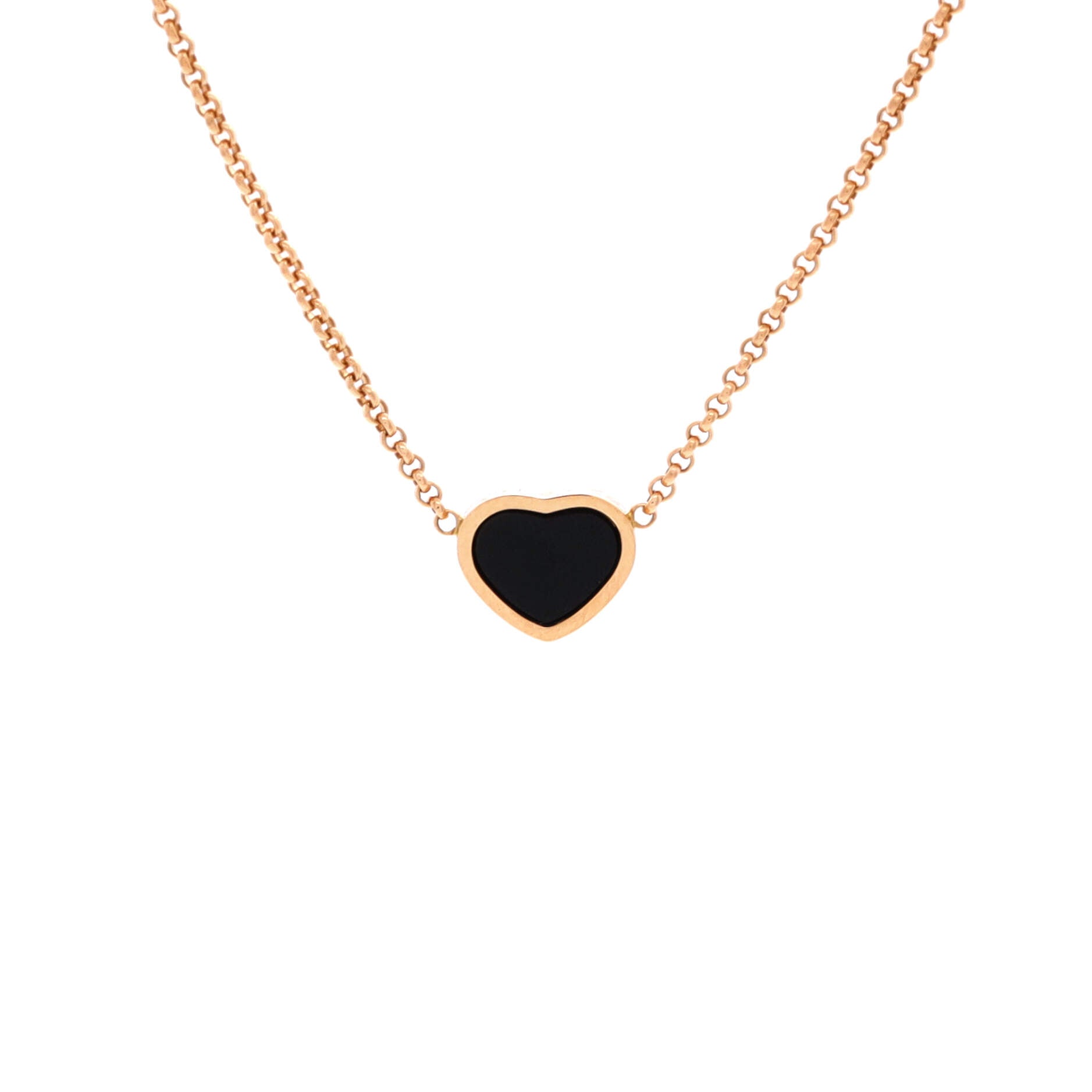 My Happy Hearts Pendant Necklace 18K Rose Gold with Onyx