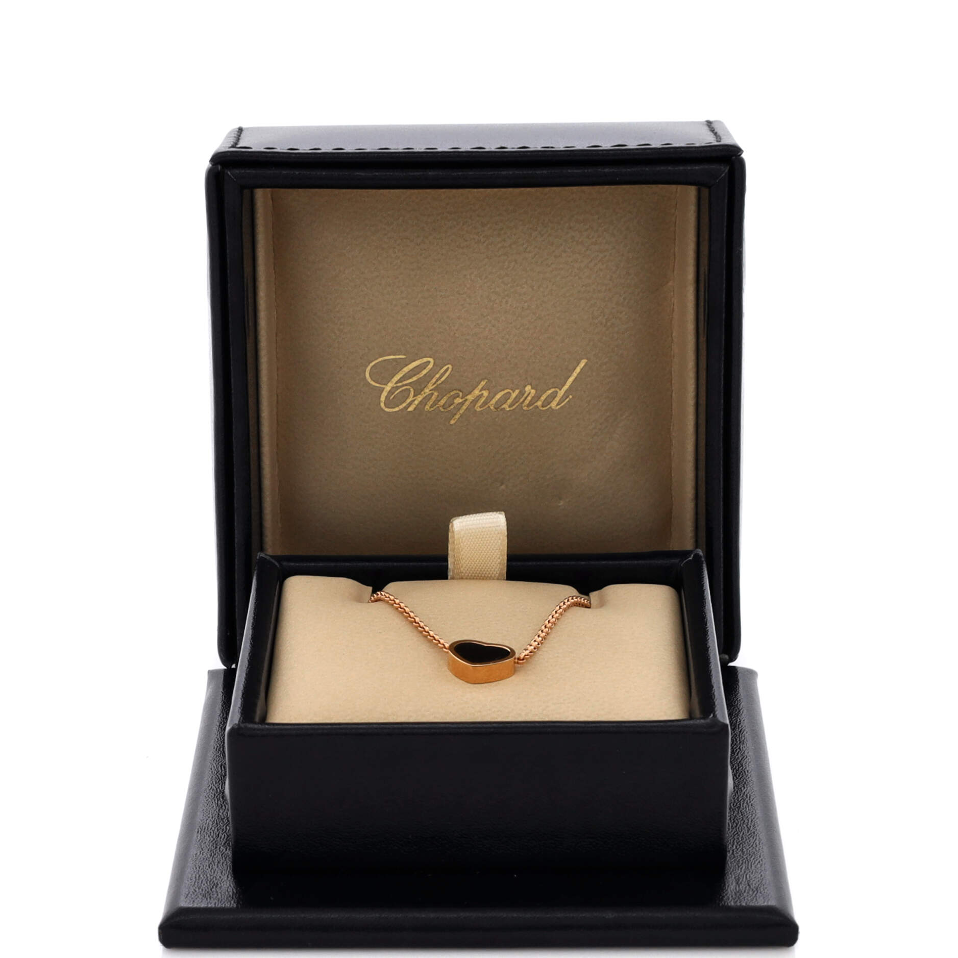 My Happy Hearts Pendant Necklace 18K Rose Gold with Onyx