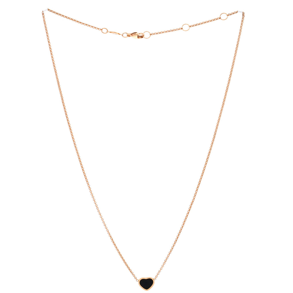 My Happy Hearts Pendant Necklace 18K Rose Gold with Onyx