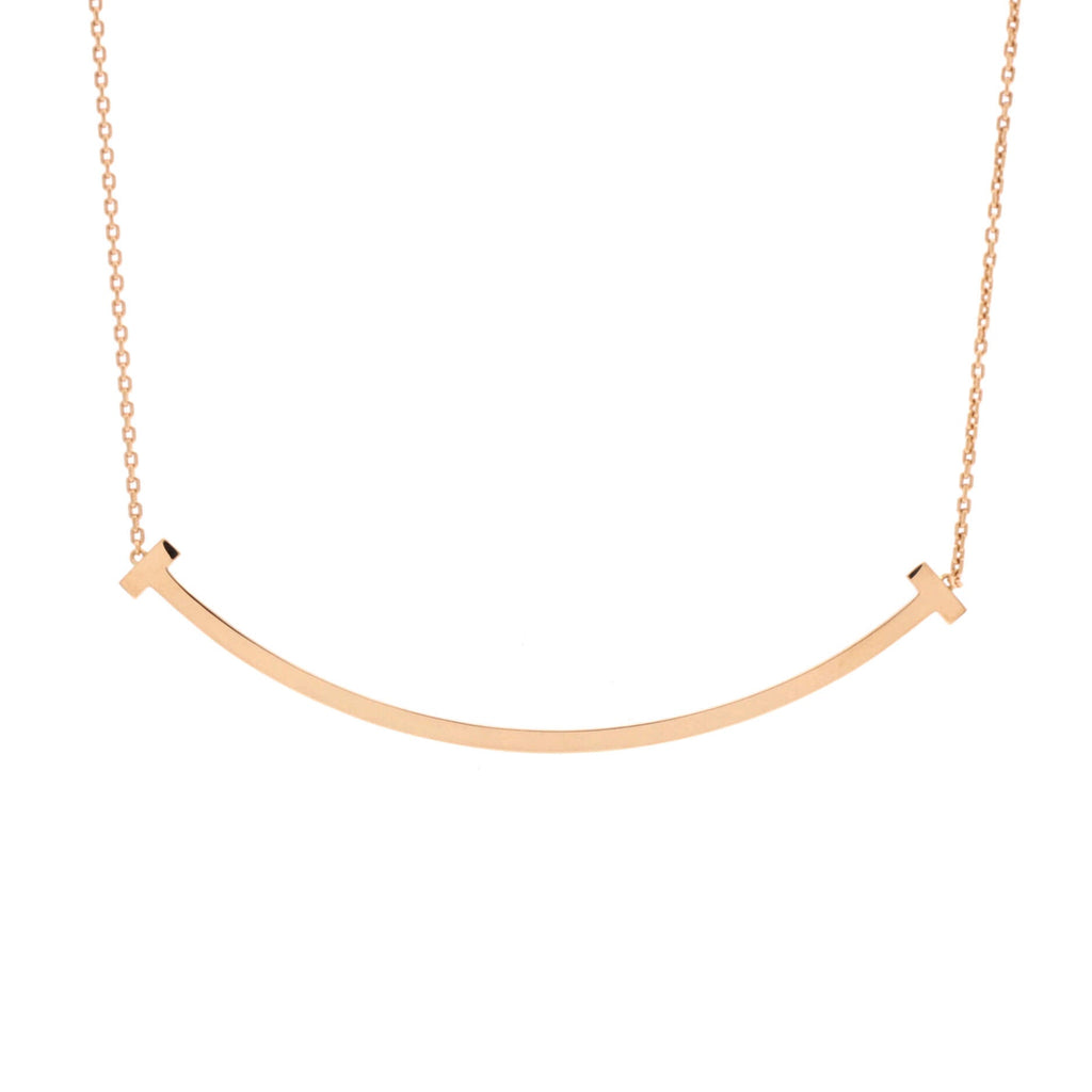 T Smile Pendant Necklace Rose Gold Extra Large