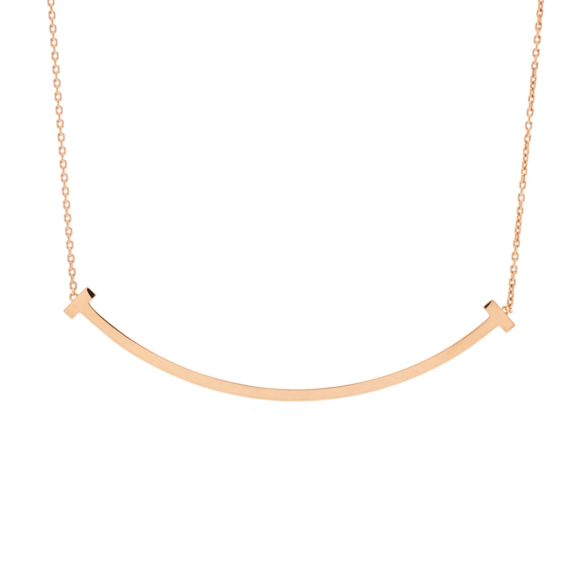T Smile Pendant Necklace Rose Gold Extra Large