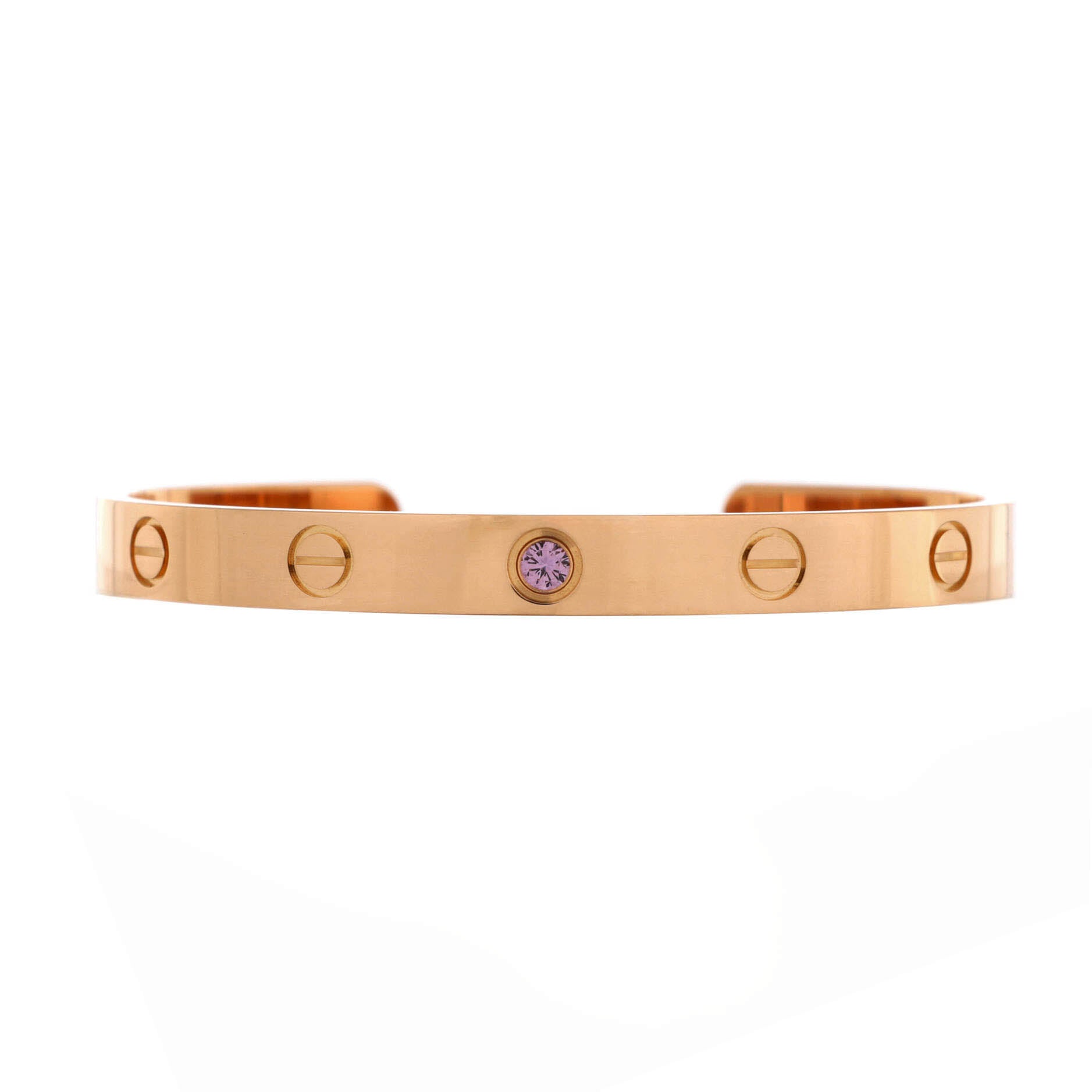 Love Cuff Bracelet 18K Rose Gold with Pink Sapphire