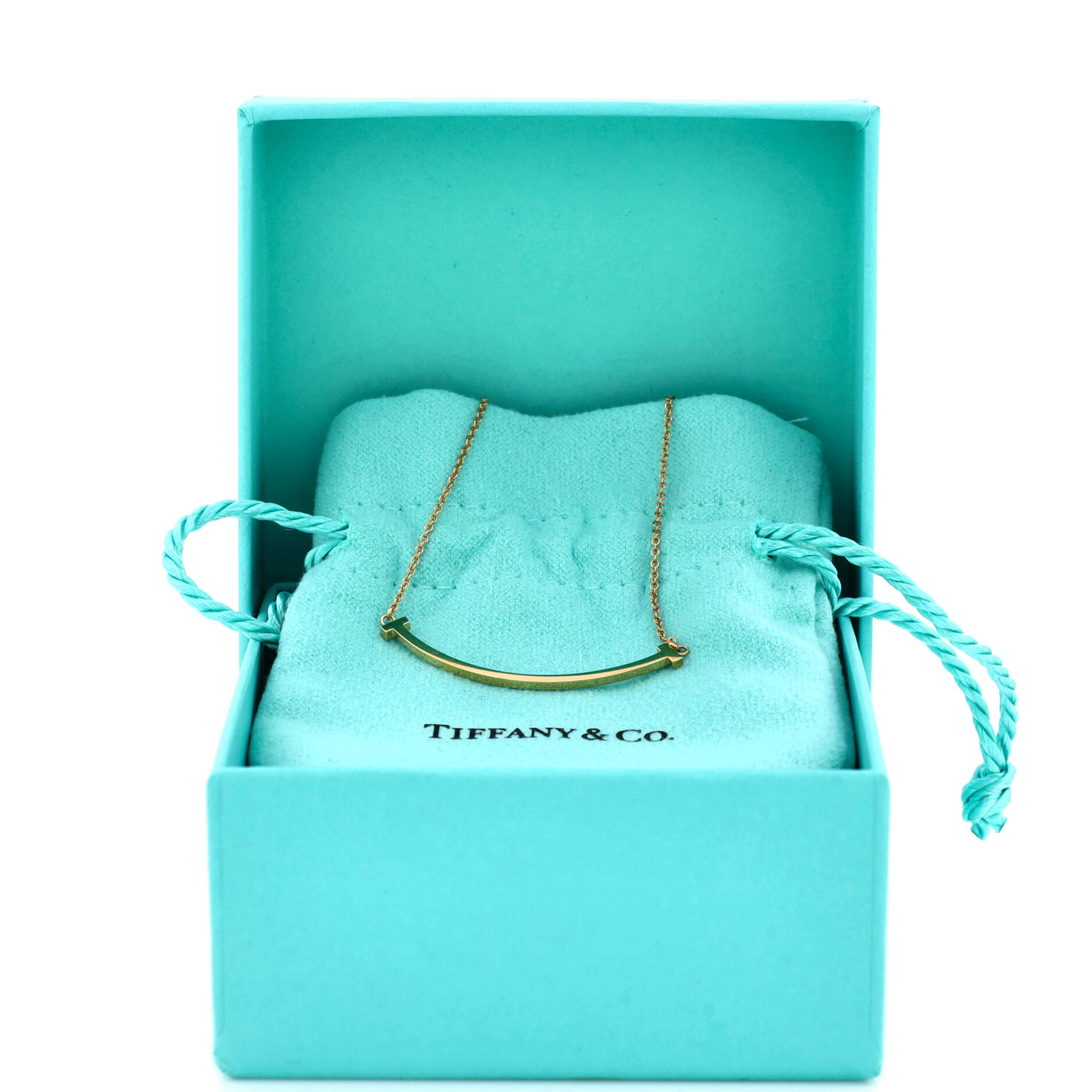 T Smile Pendant Necklace 18K Yellow Gold Small