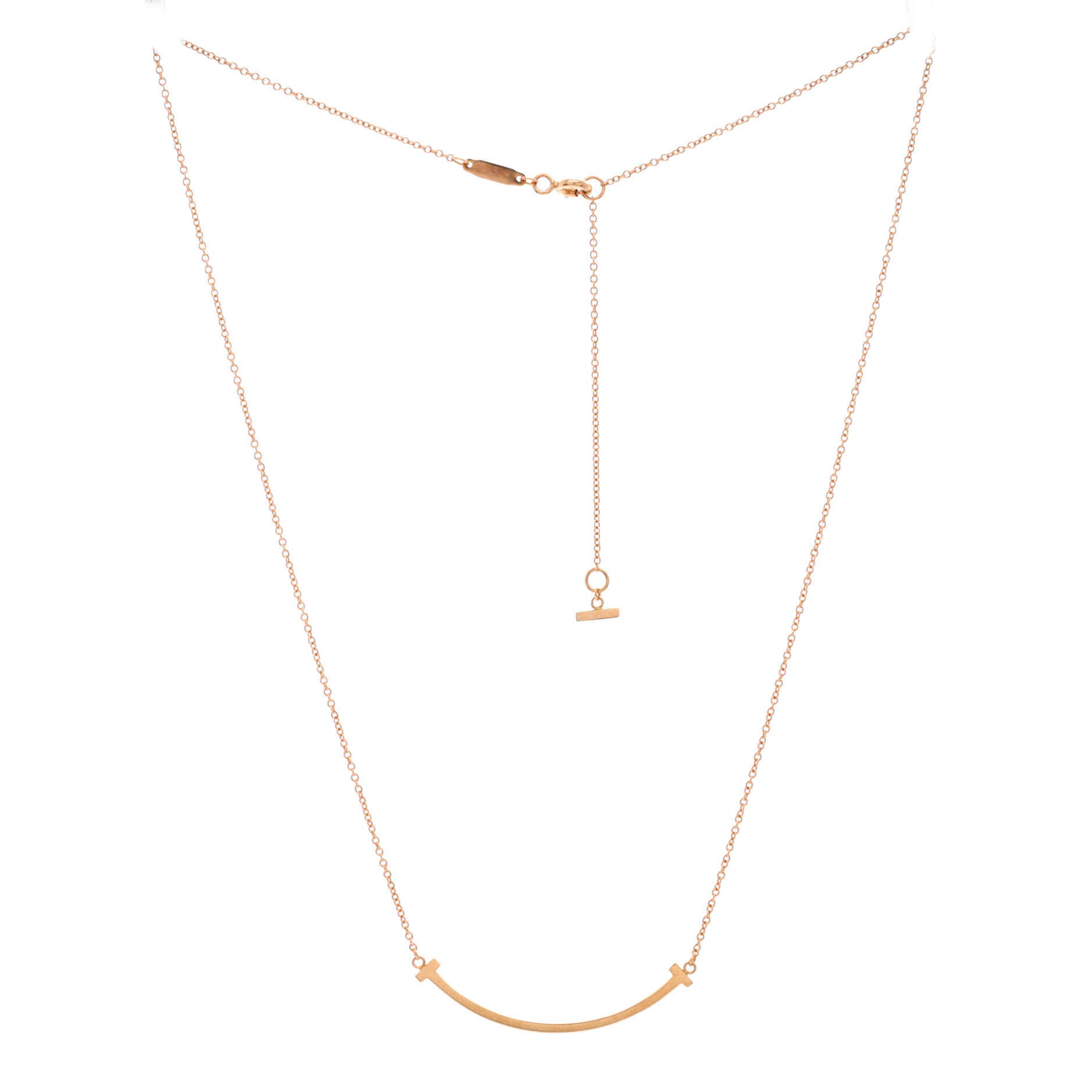 T Smile Pendant Necklace 18K Rose Gold Small