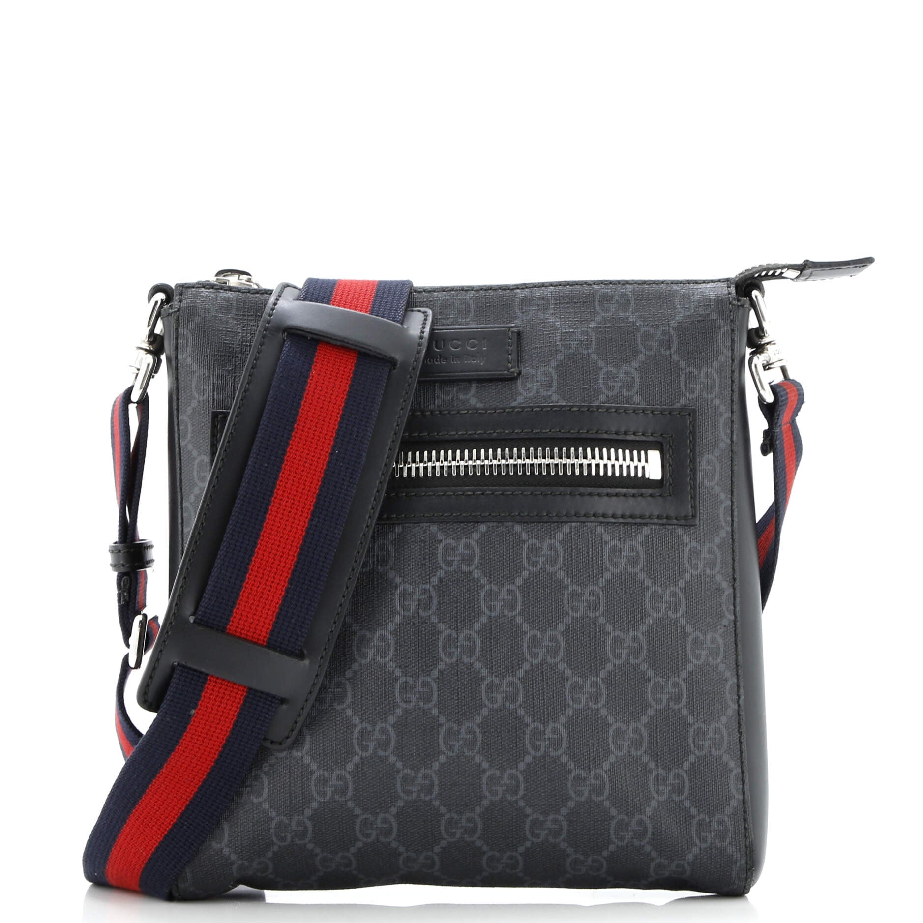 Web Strap Front Zip Messenger Bag GG Coated Canvas Small