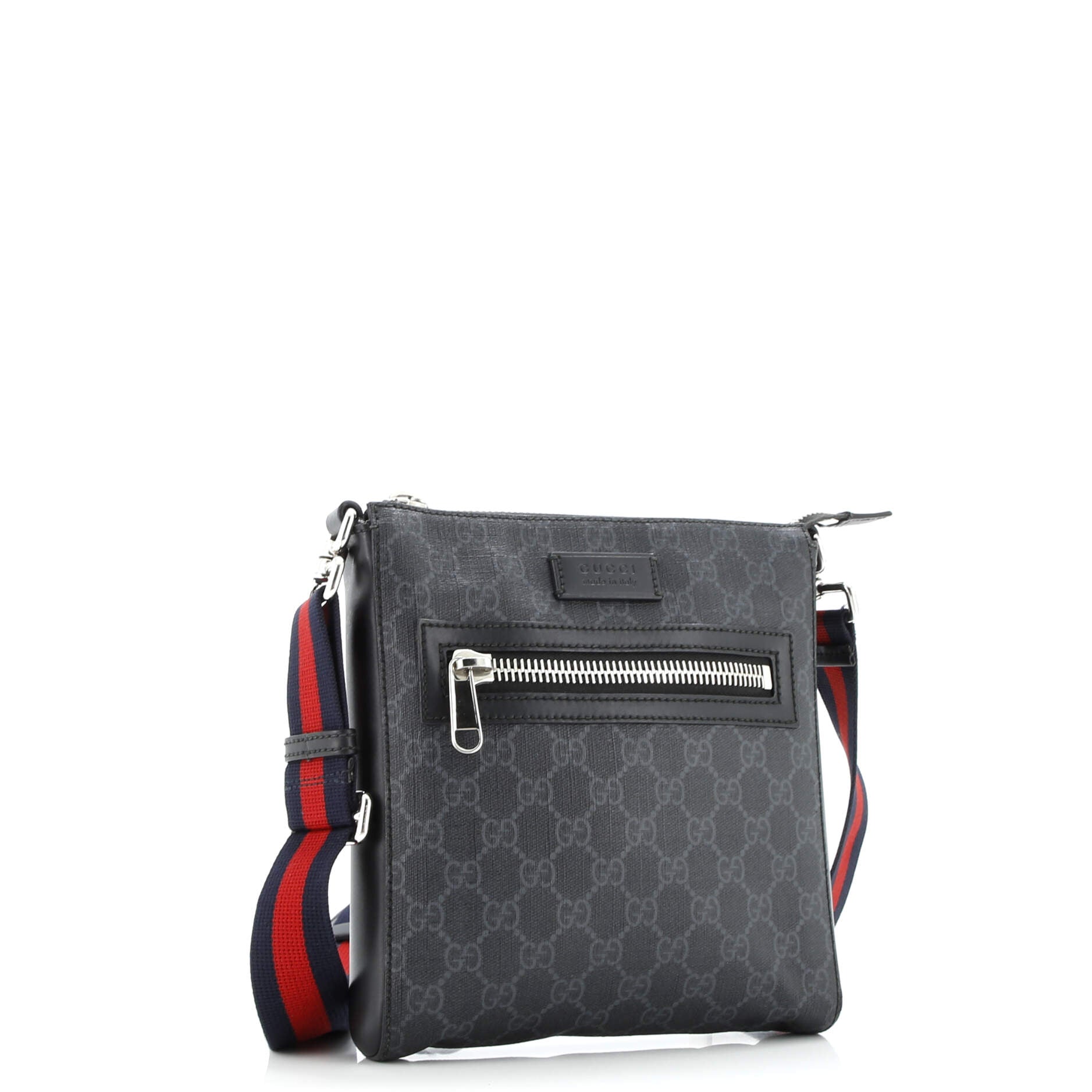 Web Strap Front Zip Messenger Bag GG Coated Canvas Small