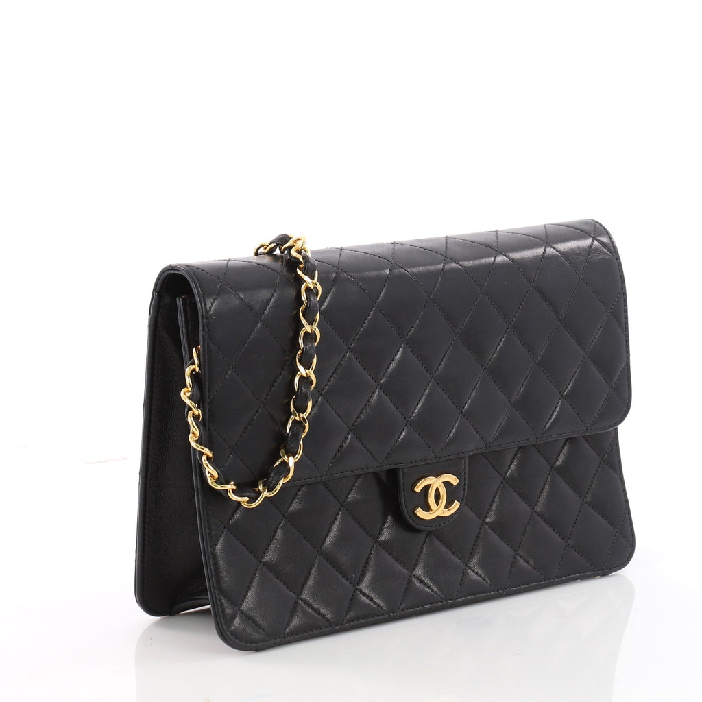 Vintage Clutch with Chain Quilted Leather Medium