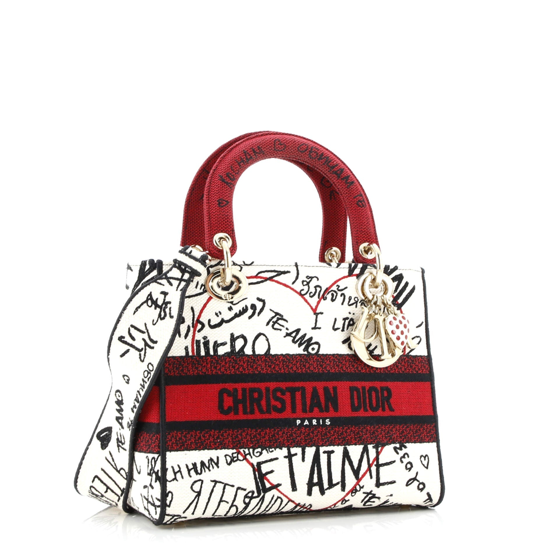 Lady D-Lite Bag Embroidered Canvas Medium
