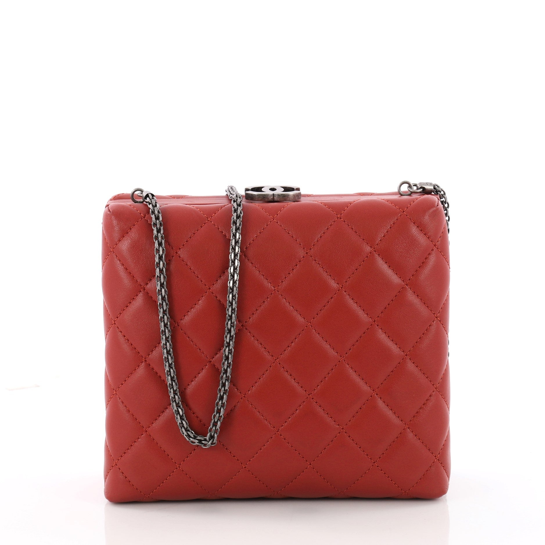 CC Clasp Box Clutch Quilted Lambskin