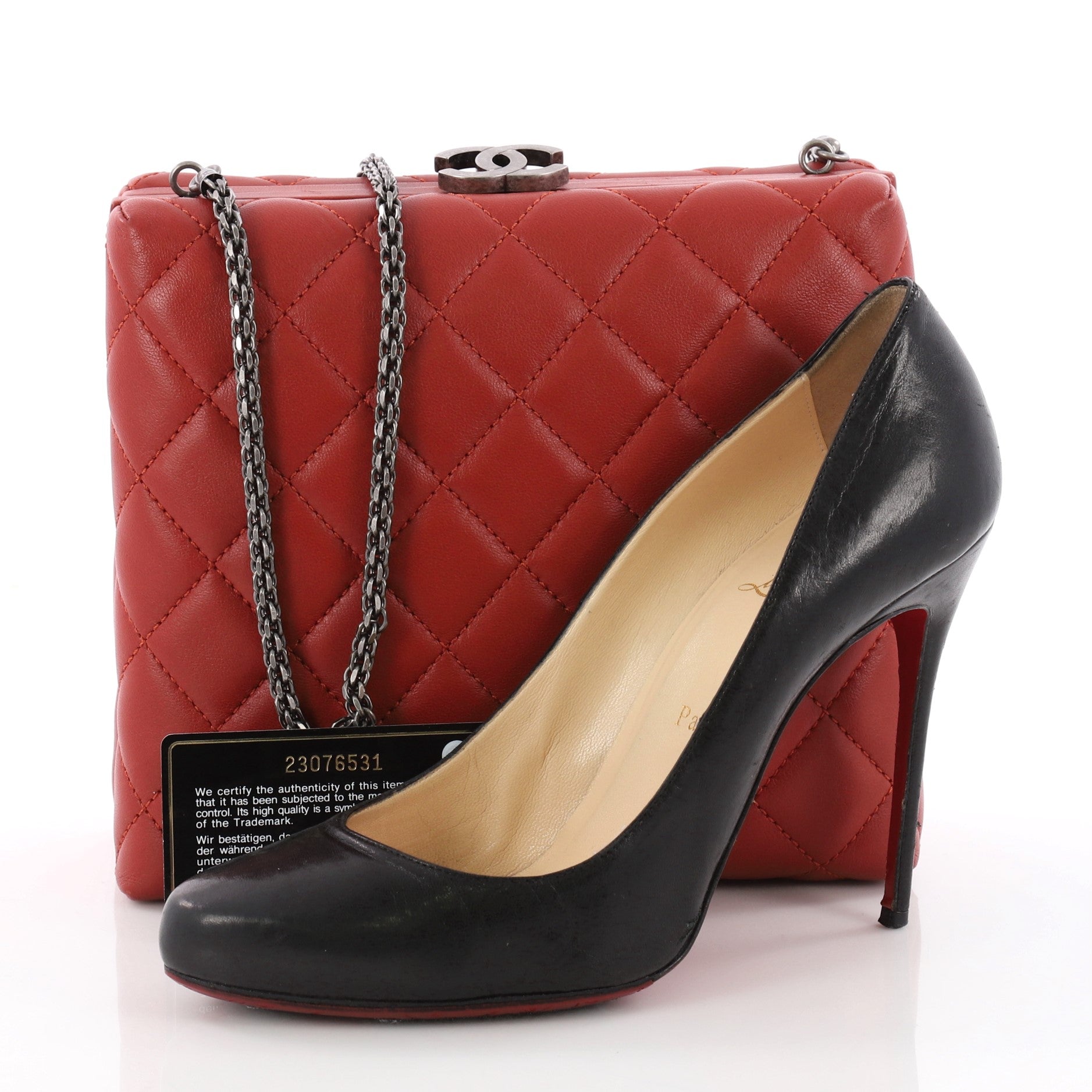 CC Clasp Box Clutch Quilted Lambskin