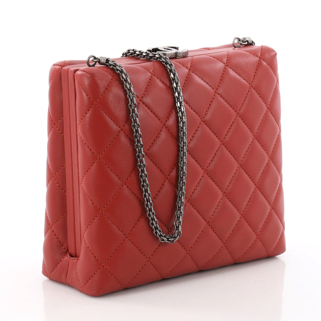 CC Clasp Box Clutch Quilted Lambskin