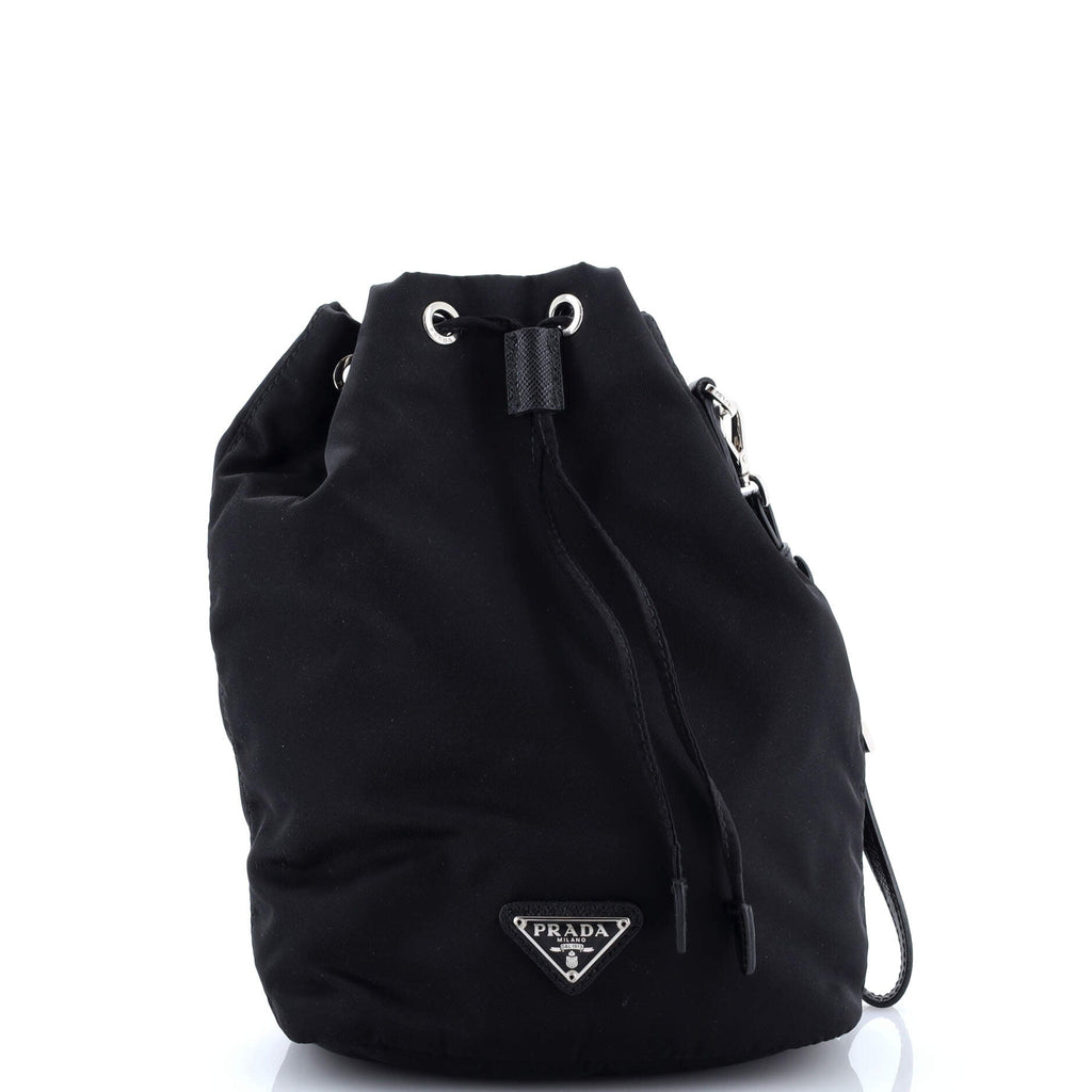Drawstring Wristlet Bucket Bag Tessuto Small