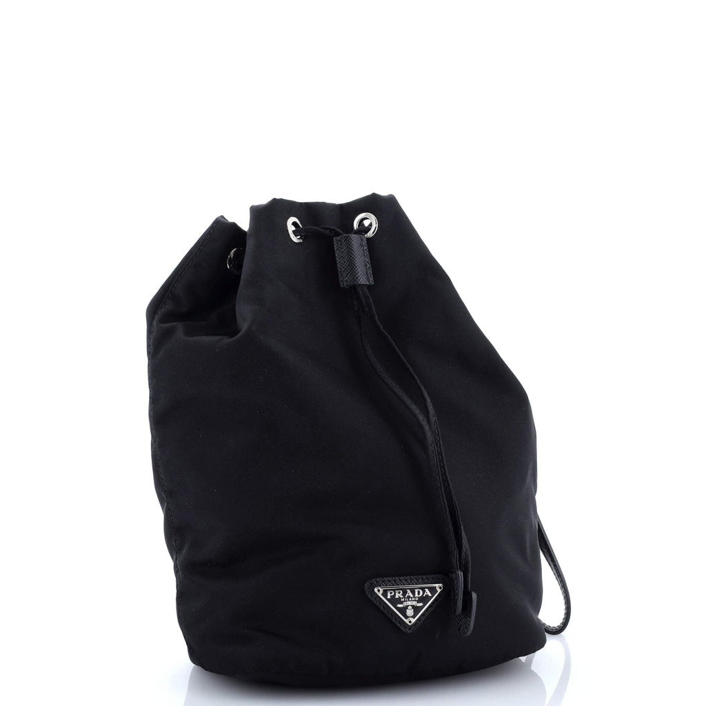 Drawstring Wristlet Bucket Bag Tessuto Small