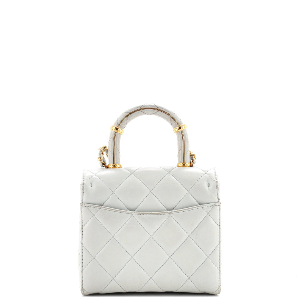 Crush Top Handle Flap Bag Quilted Lambskin Mini