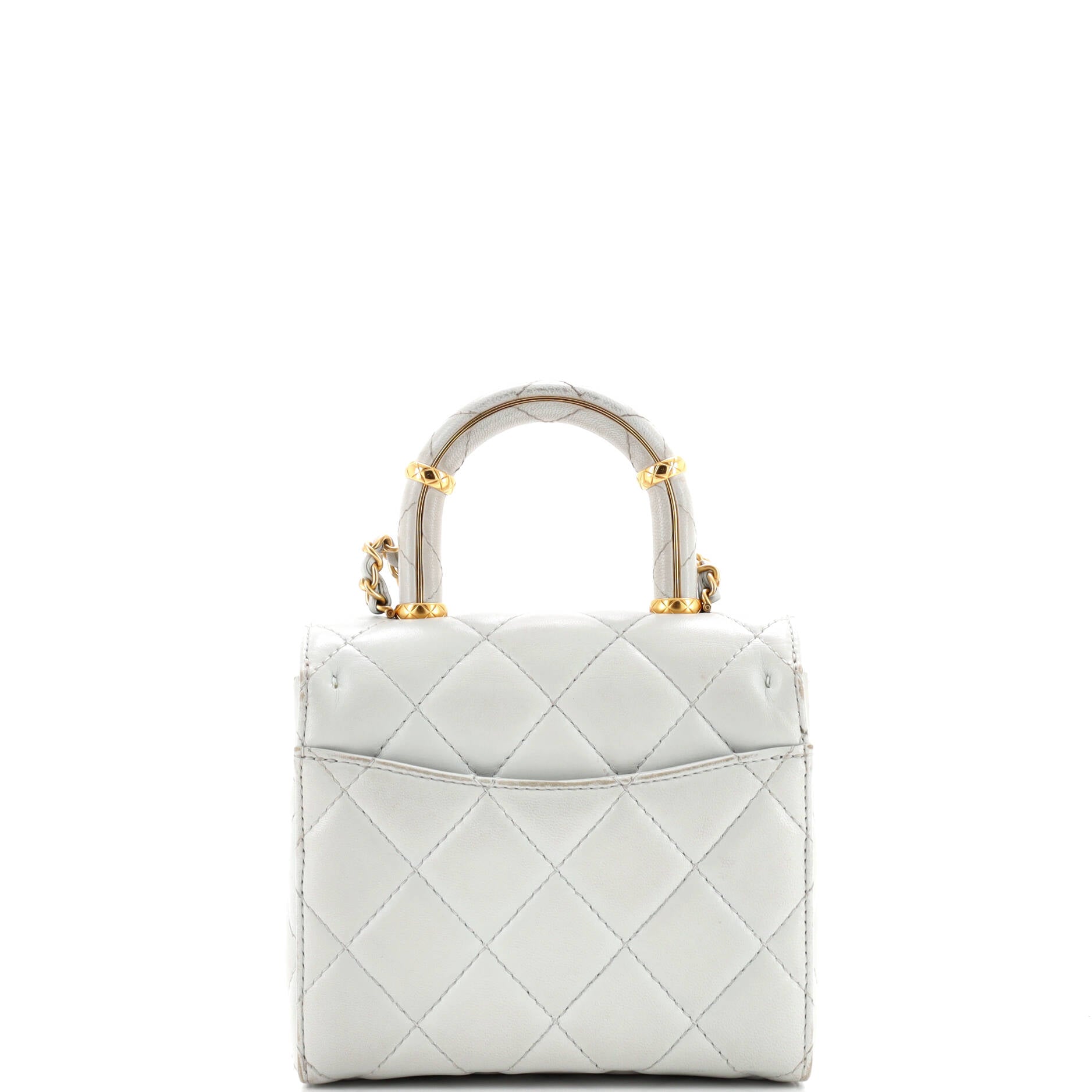 Crush Top Handle Flap Bag Quilted Lambskin Mini