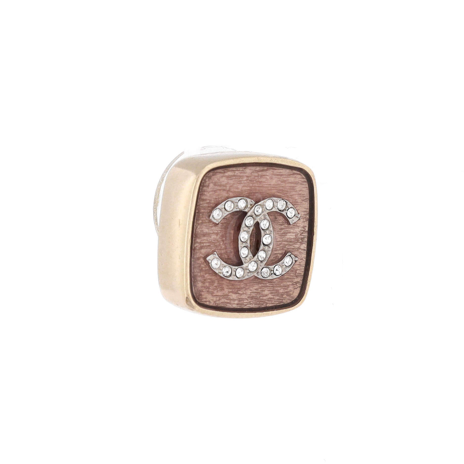 CC Square Stud Earring Earrings Brushed Metal with Crystals