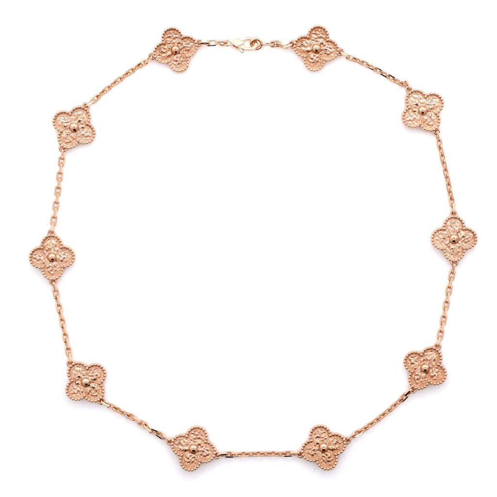 Vintage Alhambra 10 Motifs Necklace 18K Rose Gold