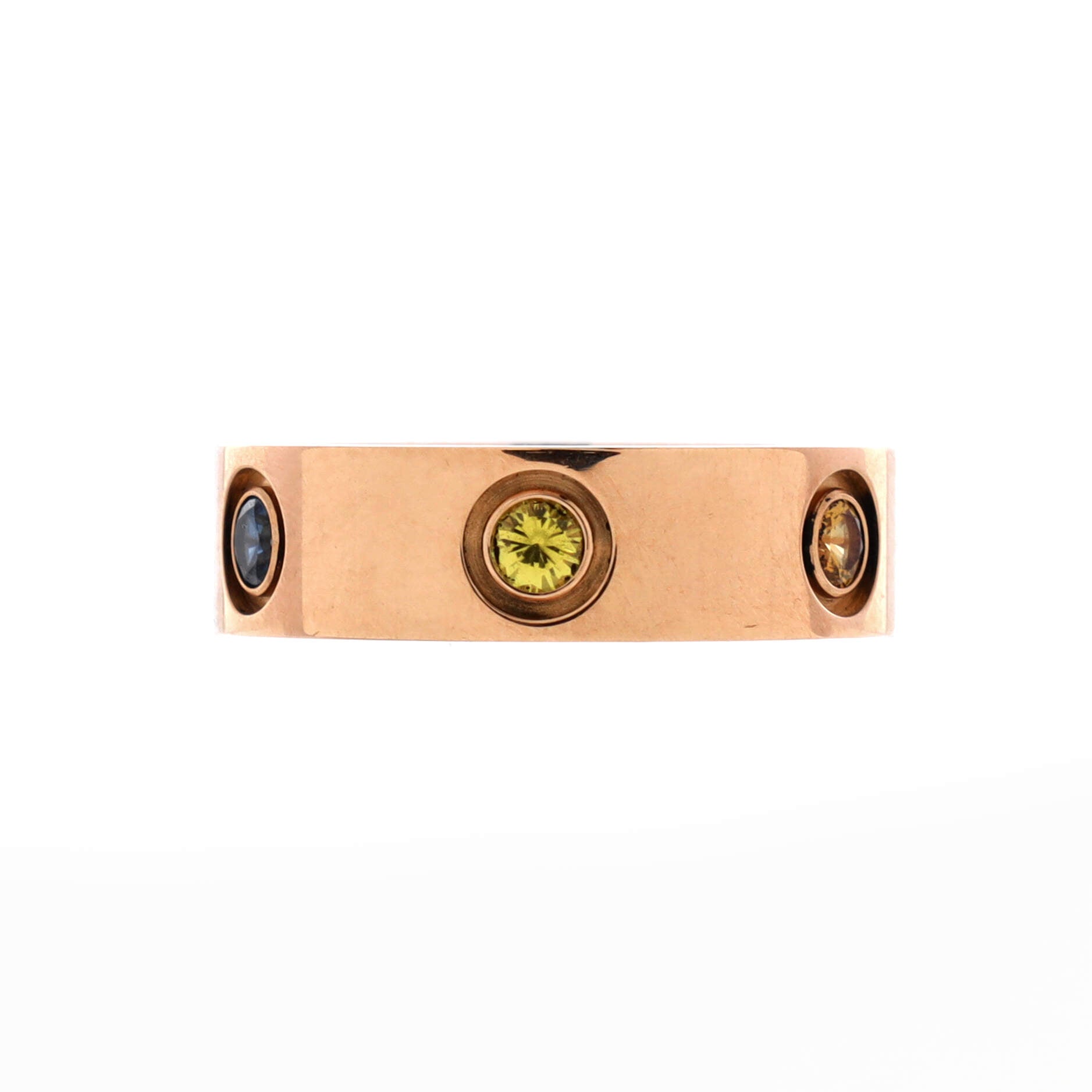 Love 6 Stone Band Ring 18K Rose Gold with Sapphires, Garnets and Amethyst