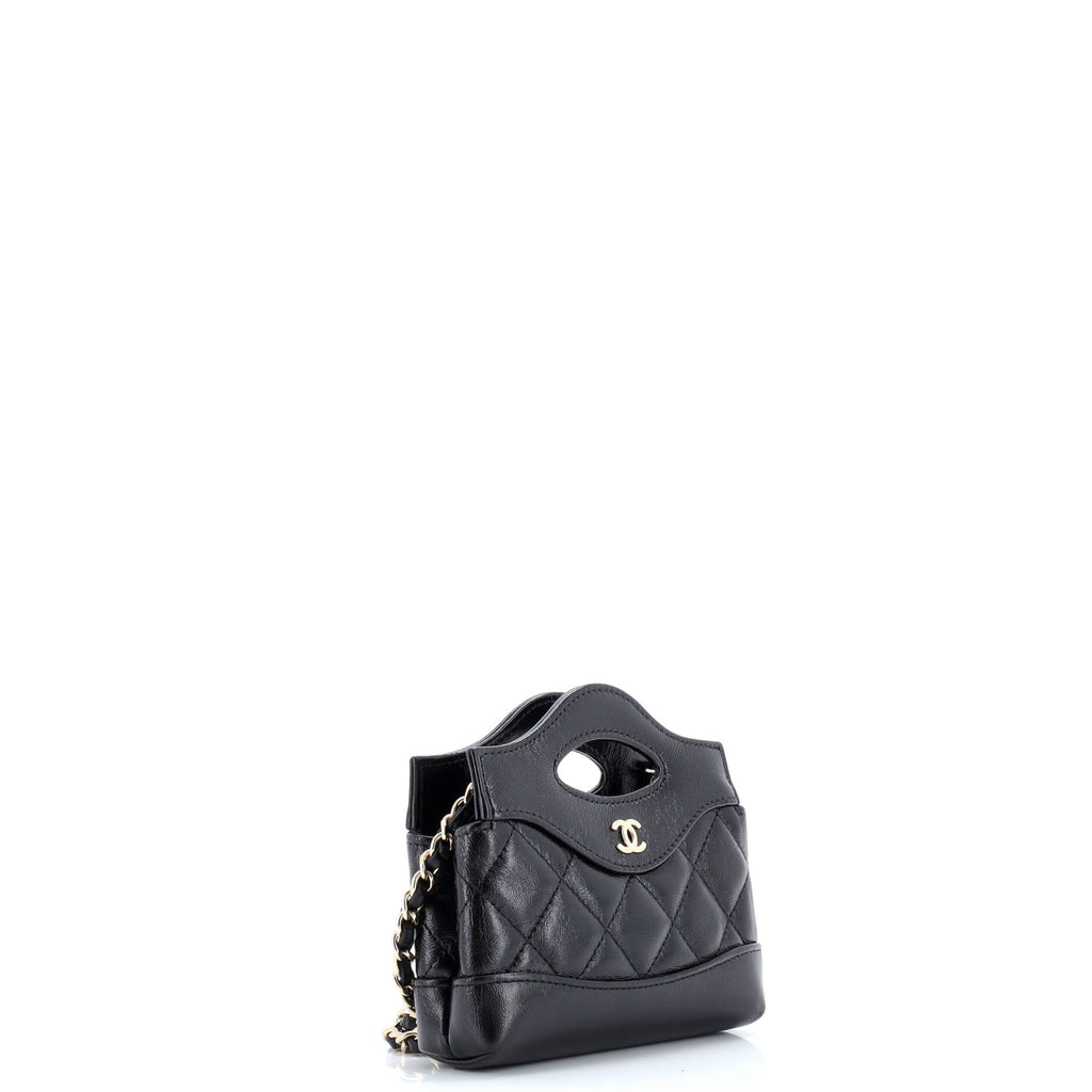 31 Shopping Bag Clutch with Chain Quilted Calfskin Nano