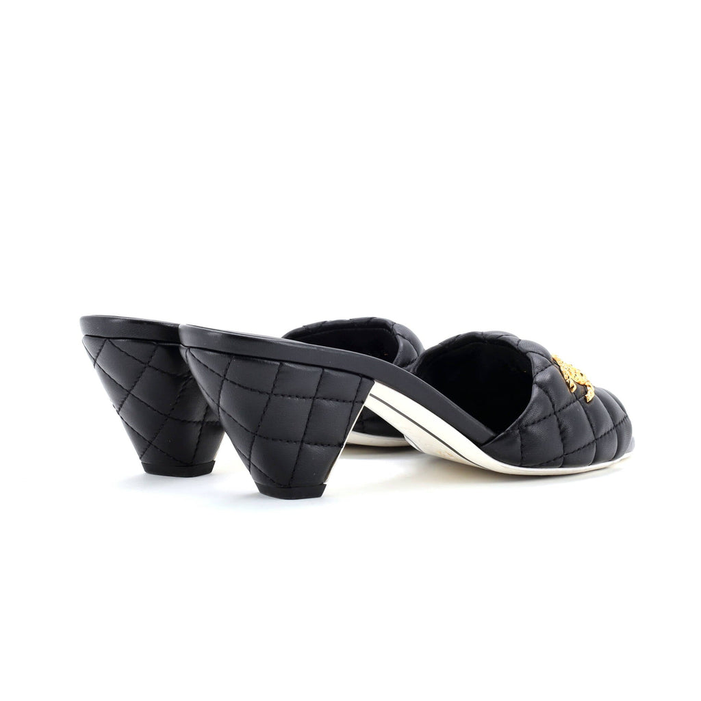 Women's CC Heeled Mule Sandals Quilted Leather