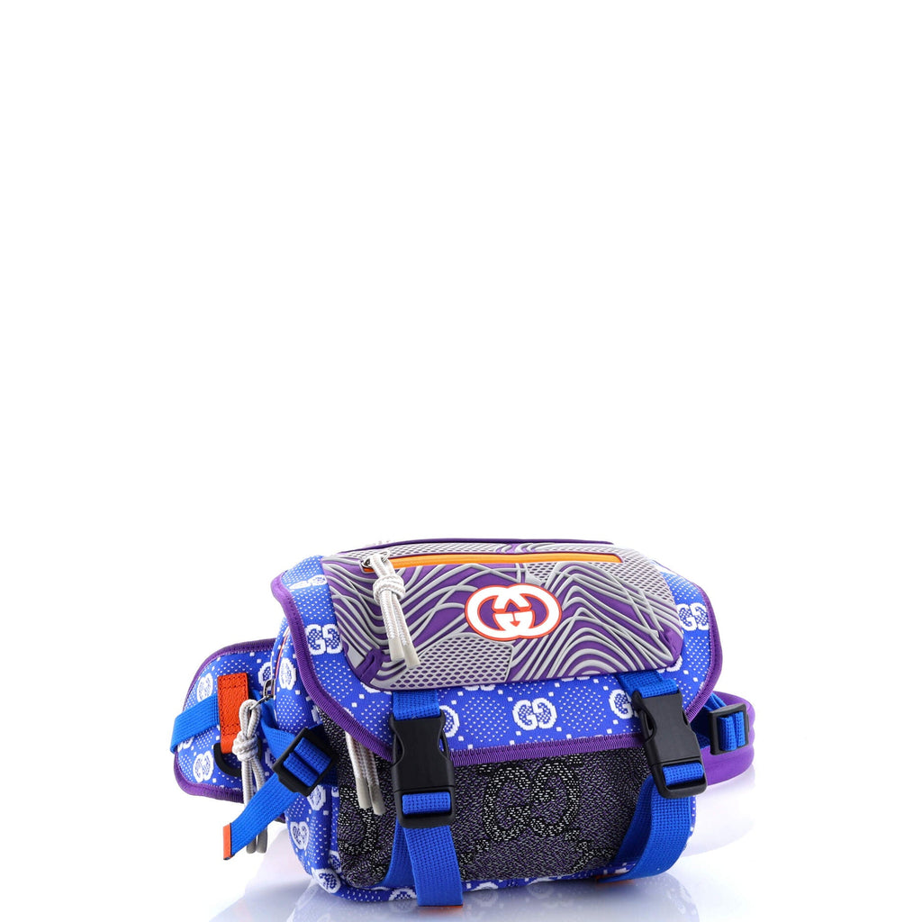 Buckle Flap Chest Strap Backpack GG Fabric with Rubber