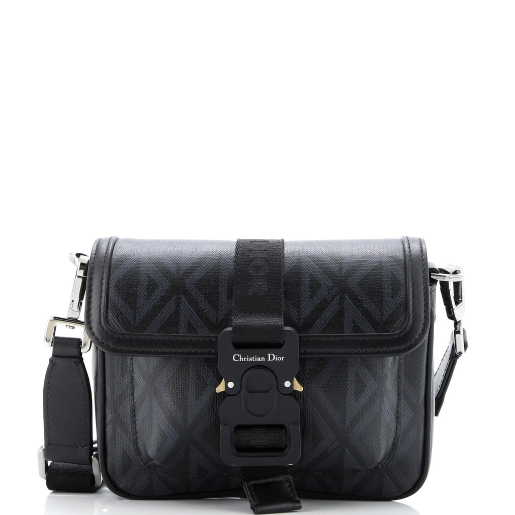 Hit the Road Flap Crossbody Bag CD Diamond Coated Canvas and Leather Mini
