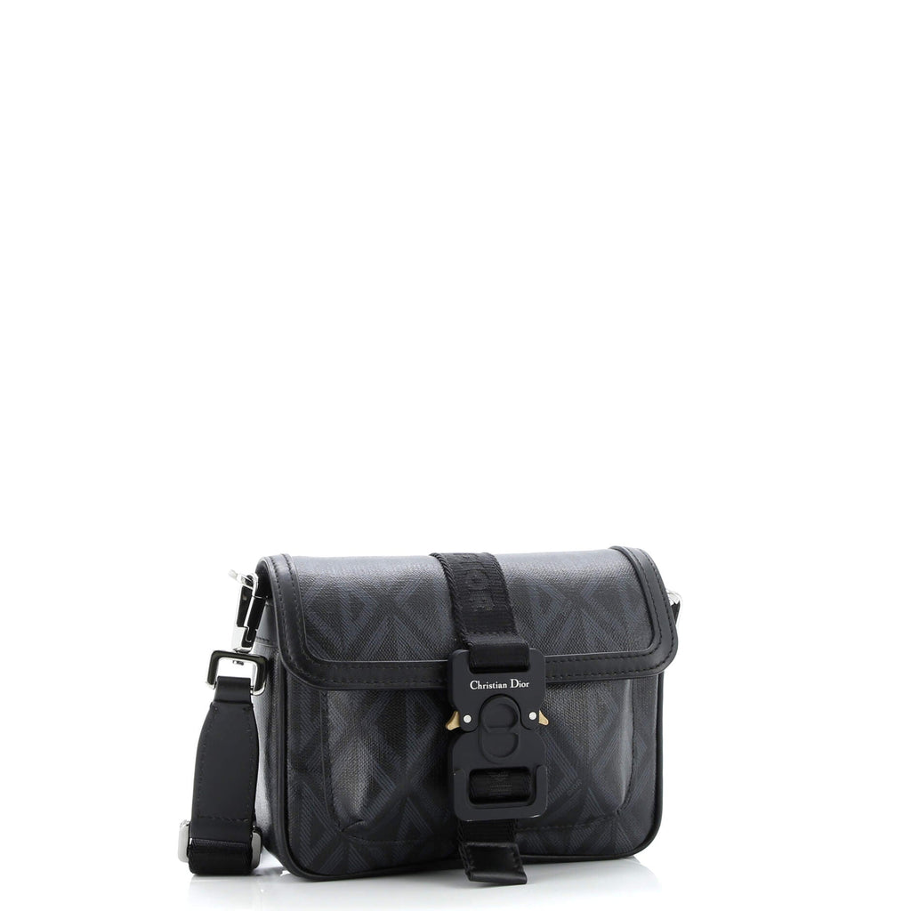 Hit the Road Flap Crossbody Bag CD Diamond Coated Canvas and Leather Mini