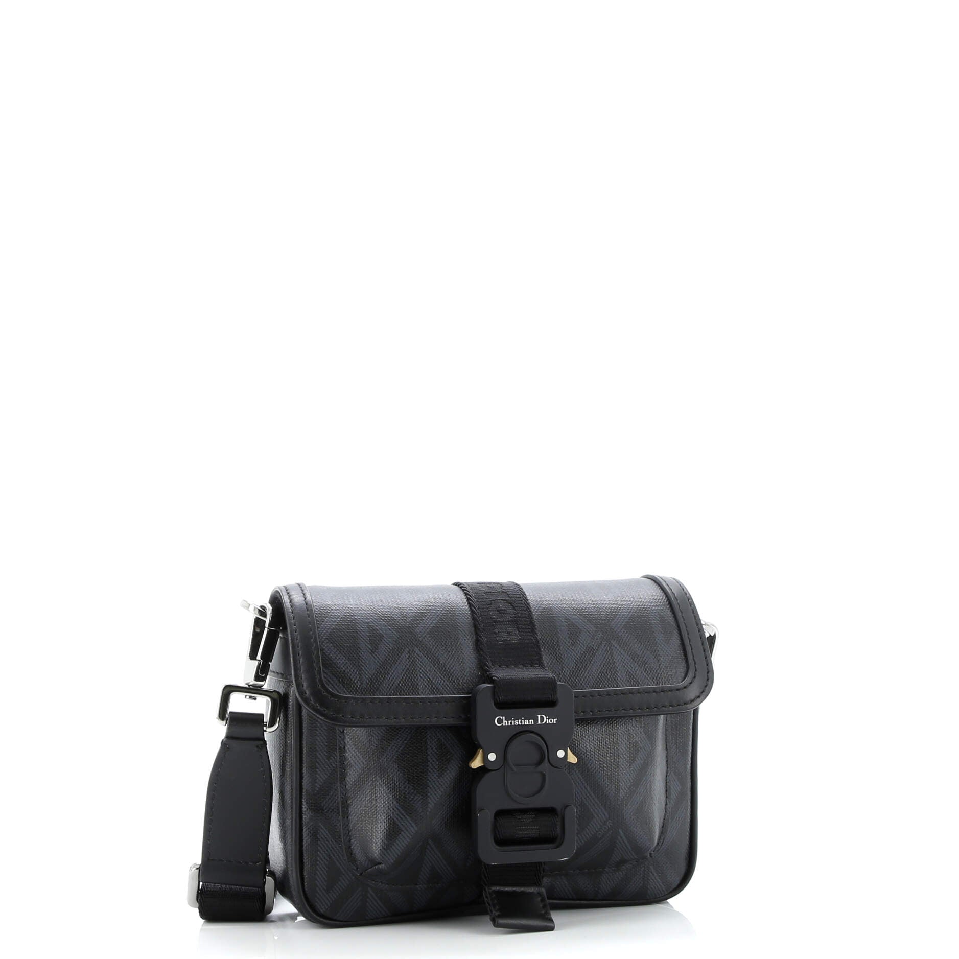 Hit the Road Flap Crossbody Bag CD Diamond Coated Canvas and Leather Mini