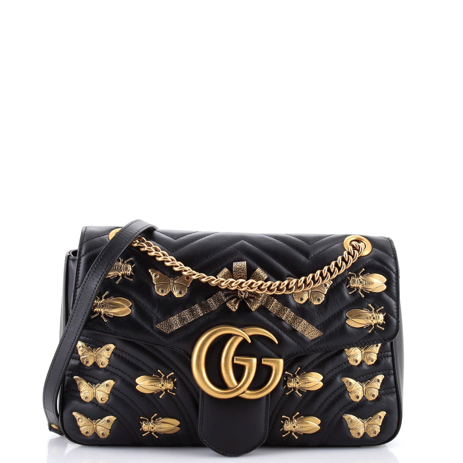 GG Marmont Flap Bag Embellished Matelasse Leather Medium